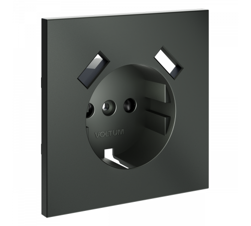 Накладка для розетки с заземлением и защитными шторками, с USB A+A Voltum S70 (титан) VLS000906