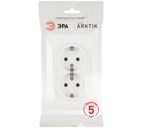Розетка Эра Arktik 16-2104-08 двойная с заземлением 2X2P+E Schuko 16А-250В белый матовый Б0070451