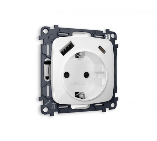 Комплект механизма электрической розетки USB A+C 20W Ambrella Volt Omega (OP1100, VM160) MO110010