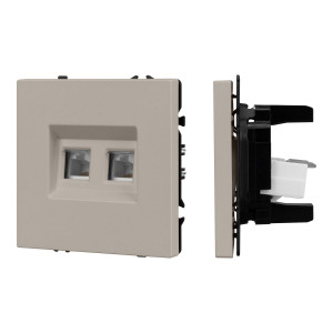 Розетка компьютерная двойная софт-тач кашемир Arlight SCT-MPC2-SFPL-CA (2хRJ-45, CAT6) 059450(1)