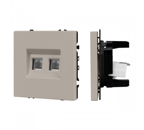 Розетка компьютерная двойная софт-тач кашемир Arlight SCT-MPC2-SFPL-CA (2хRJ-45, CAT6) 059450(1)