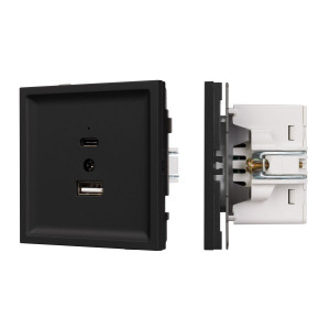 Механизм USB розетки Arlight SCT-TENDO-MUAC-SFPL-BK (5V, 3A, QC3) 054536