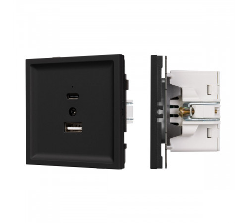 Механизм USB розетки Arlight SCT-TENDO-MUAC-SFPL-BK (5V, 3A, QC3) 054536