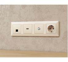 Комплект механизма TV розетки SAT 5-2400MHz 3.5dB Alfa Бежевый матовый Quant Ambrella Volt MA333050 (AP3330, VM215)