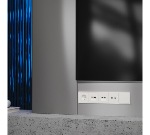 Накладка для розетки компьютерной двойной RJ45+RJ45 кат.6 Voltum S70 (хлопок) VLS001413