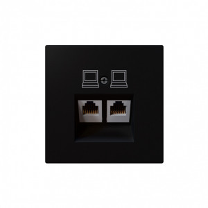 Интернет розекта 2х терминальная 6 категория, цвет Черный матовый (soft touch) Jasmart FD6108PBM