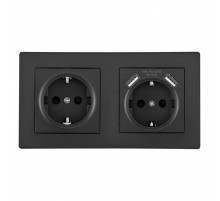 Розетка двойная (двухпостовая) с USB Arte Milano SET06-2-47-1-40-1 black