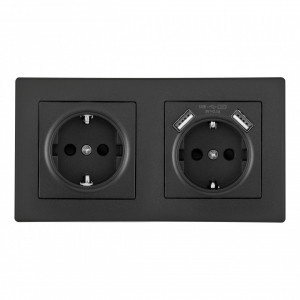 Розетка двойная (двухпостовая) с USB Arte Milano SET06-2-47-1-40-1 black