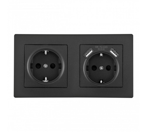Розетка двойная (двухпостовая) с USB Arte Milano SET06-2-47-1-40-1 black Розетка двойная (двухпостовая) с USB Arte Milano SET06-2-47-1-40-1 black