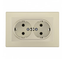 Розетка двойная с/з и шторками Arte Milano SET06-double-40-2 shampan