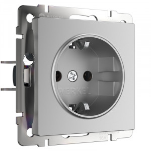 Розетка с заземлением Werkel серебряный W1171006 4690389157707 a050881