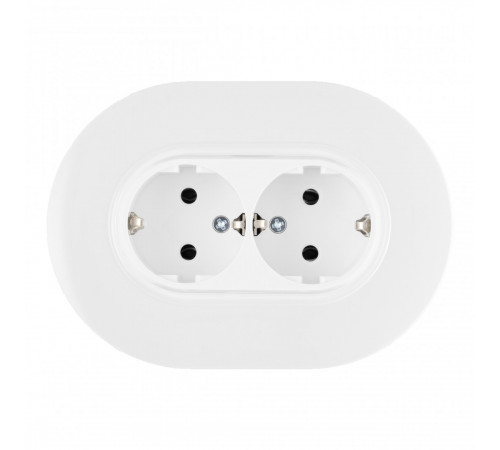 Круглая розетка двойная с/з и шторками Arte Milano SET08-double-40-2 white Круглая розетка двойная с/з и шторками Arte Milano SET08-double-40-2 white