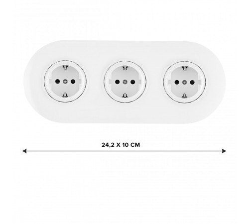 Круглая розетка тройная (трехпостовая) с/з и шторками Arte Milano SET08-3-40-1x3 white