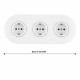 Круглая розетка тройная (трехпостовая) с/з и шторками Arte Milano SET08-3-40-1x3 white