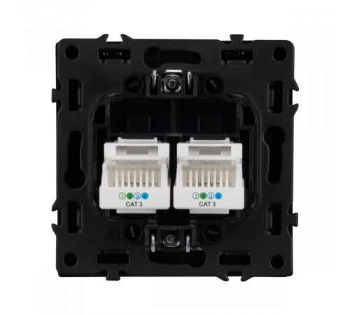 Механизм сдвоенной телефонной розетки Arlight SCT-NOBE-MTL2-SFPL-BK (RJ-11, 4C) (Черный оникс) 054309