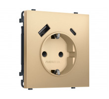 Комплект механизма электрической розетки SIGMA Золото Мягкое касание 2USB A+C 20W Ambrella Volt MS890010 (SP8900, PR160)