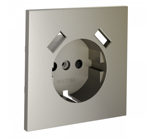 Накладка для розетки с заземлением и защитными шторками, с USB A+A Voltum S70 (шелк) VLS000904
