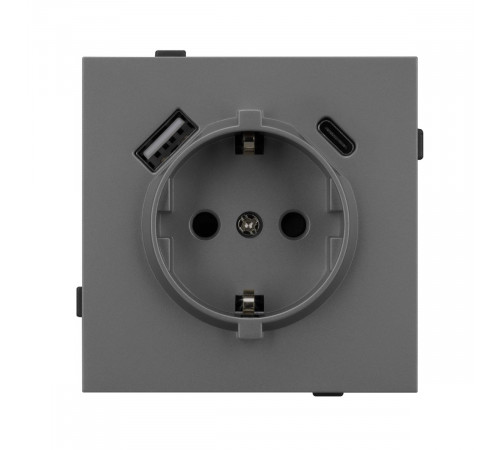 Механизм розетки с USB зарядкой Arlight SCT-TENDO-MUAC-SFPL-GR (230V, 16A) 054609