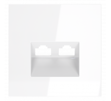 Накладка для розетки компьютерной двойной RJ45+RJ45 кат.6 Voltum S70 (белый глянцевый) VLS001401