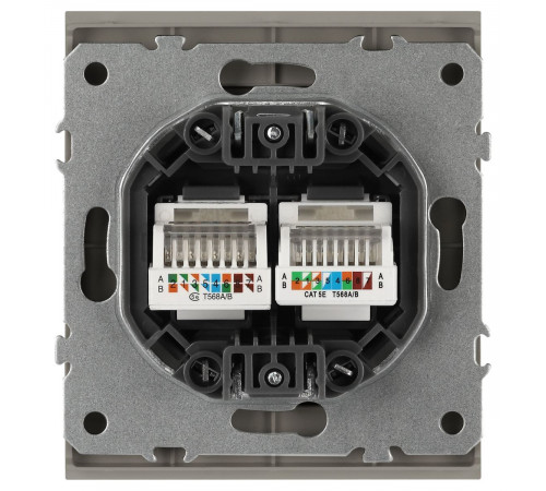 Розетка Эра Arktik 16-3108-07 информационная двойная 2XRJ45 титан Б0070490