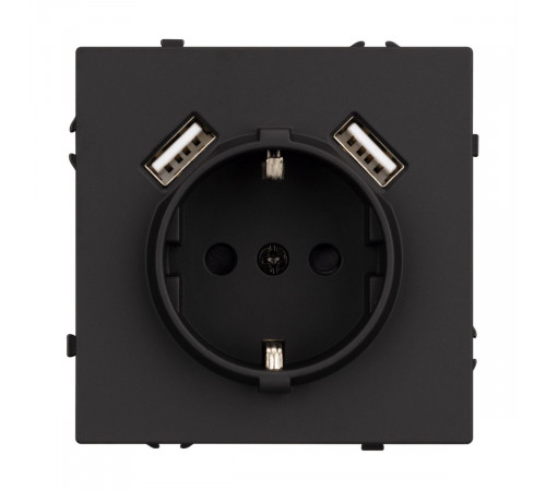 Розетка зк со шторками с USB тип А+А софт-тач черный оникс Arlight SCT-MUAA-SFPL-BK (250V, 16A) 054289(1)