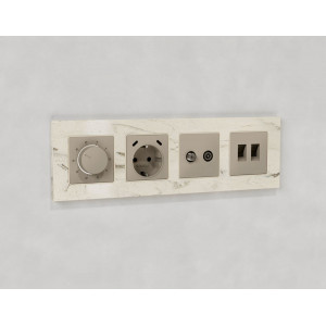 Комплект механизма компьютерной двойной розетки RJ-45 с автоматической защитной шторкой Alfa Серо-бежевый матовый Quant Ambrella Volt MA372110 (AP3721, VM189)