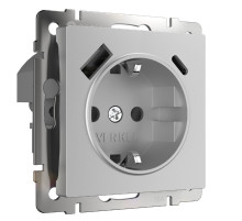 Розетка Werkel Розетка с заземлением, шторками и USB тип A+C (серебряный) W1171706 4690389206870 a067703