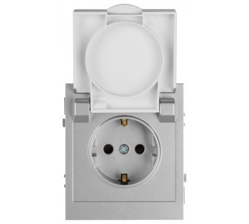 Розетка Эра Arktik 16-2103-03 с заземлением 2P+E Schuko со шторками с крышкой 16А-250В алюминий Б0070436