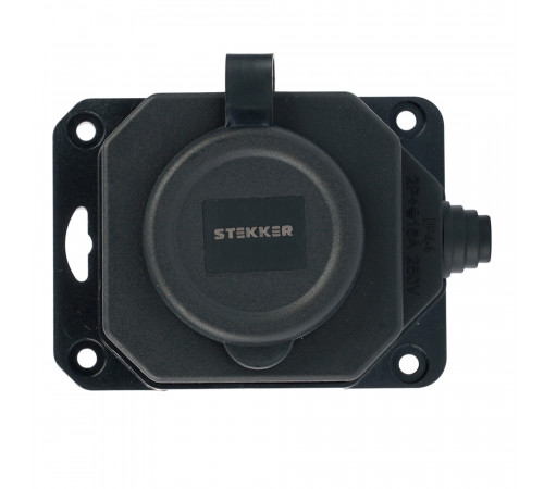 Розетка переносная 1-местная c/з Stekker RST16-1-44 250В 16А IP44 черный 50804