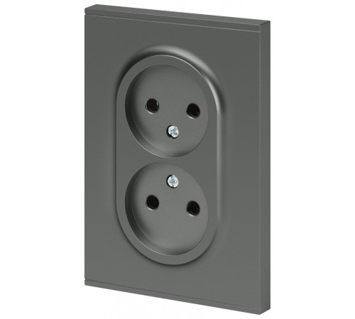 Розетка Эра Arktik 16-2107-06 без заземления двойная 2X2P 16А-250В графит Б0071686