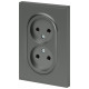 Розетка Эра Arktik 16-2107-06 без заземления двойная 2X2P 16А-250В графит Б0071686