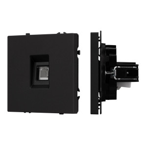 Розетка телефонная софт-тач черный оникс Arlight SCT-MTL1-SFPL-BK (RJ-11, 4C) 054301(1)