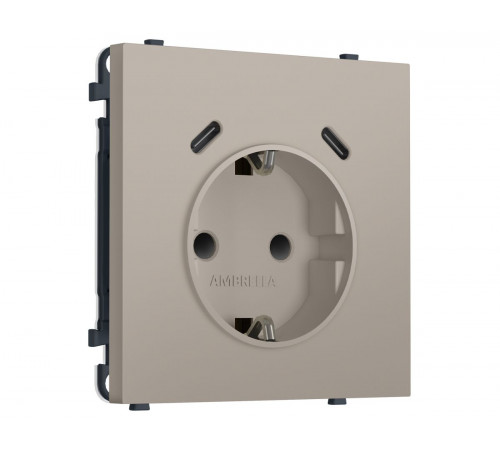Комплект механизма электрической розетки SIGMA Серо-бежевый матовый 2USB С+C 20W Ambrella Volt MS370510 (SP3705, PR165)