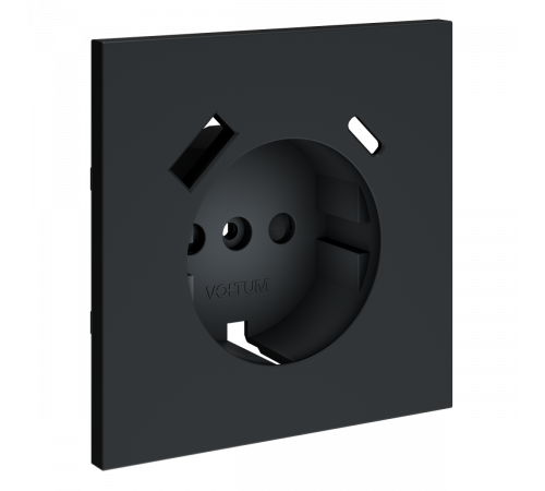 Накладка для розетки с заземлением и защитными шторками, с USB A+C Voltum S70 (графит) VLS001007