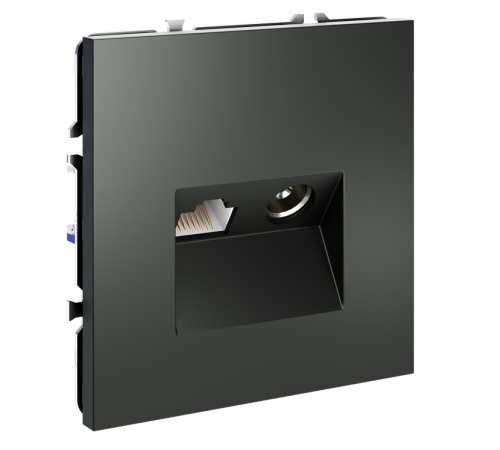 Розетка телевизионная встраиваемая Voltum S70 TV+RJ45 кат. 6, (титан) VLS060706