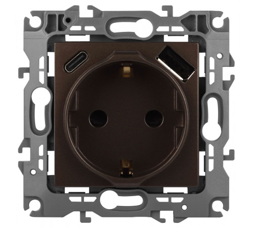 Розетка со шторками с USB type-A+C Эра 12-4108-13 Б0067757 Розетка со шторками с USB type-A+C Эра 12-4108-13 Б0067757