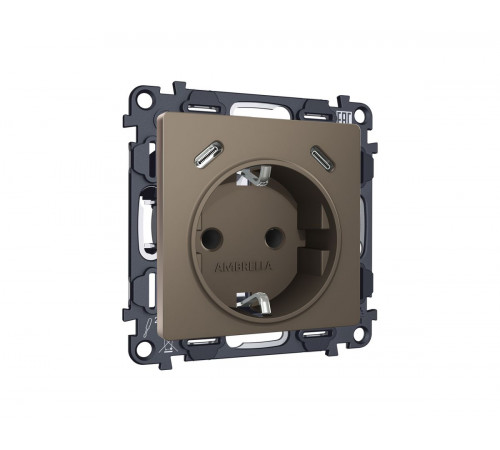 Комплект механизма электрической розетки 2USB С+C 20W с/з на винтовых зажимах 16A-250V Alfa Темная бронза матовый Quant Ambrella Volt MA640510 (AP6405, VM165) Комплект механизма электрической розетки 2USB С+C 20W с/з на винтовых зажимах 16A-250V Alfa Темная бронза матовый Quant Ambrella Volt MA640510 (AP6405, VM165)