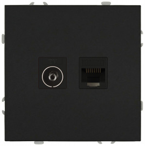 Розетка Эра Galaxy 15-3110-05 комбинированная RJ45+TV IP20 антрацит Б0070784