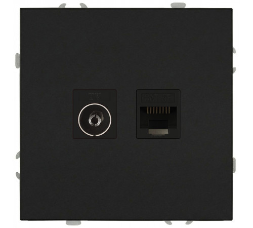 Розетка Эра Galaxy 15-3110-05 комбинированная RJ45+TV IP20 антрацит Б0070784