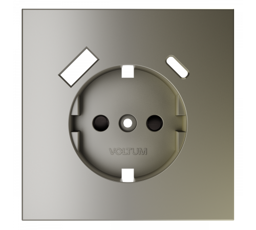 Накладка для розетки с заземлением и защитными шторками, с USB A+C Voltum S70 (шелк) VLS001004