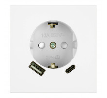 Розетка 1-местная 16А + USB + Type C (механизм) Stekker 250В 20W Мия RST16-3119-01 50438