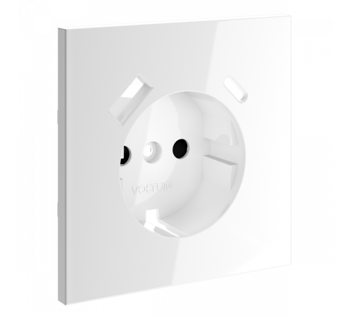Накладка для розетки с заземлением и защитными шторками, с USB A+C Voltum S70 (белый глянцевый) VLS001001