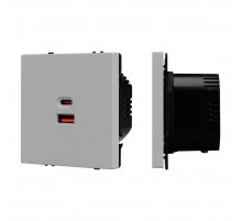 USB Розетка тип A+C софт-тач никель Arlight SCT-MUAC-SFPL-FC-IS (65W, QC3) 059447(1)