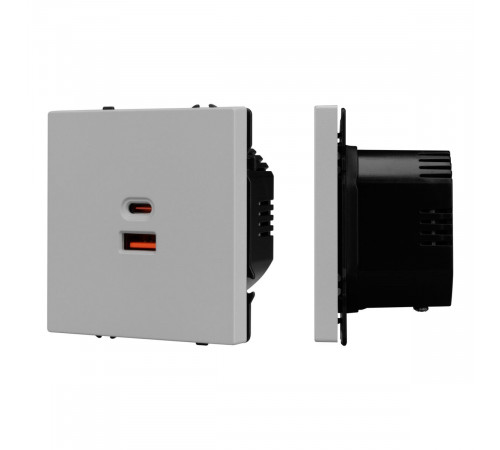 USB Розетка тип A+C софт-тач никель Arlight SCT-MUAC-SFPL-FC-IS (65W, QC3) 059447(1)