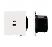 USB Розетка тип A+C софт-тач белый кварц Arlight SCT-MUAC-SFPL-FC-WH (65W, QC3) 054316(1)