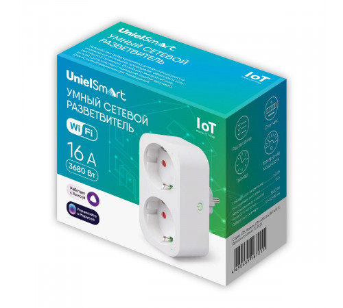 Умная розетка Uniel USH-A102 2G/WF WHITE UL-00011388 Умная розетка Uniel USH-A102 2G/WF WHITE UL-00011388