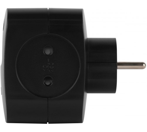 Разветвитель электрический ЭРА SP-4-3USBAC-B на 4 розетки + 3 USB A+C со шторками 10А черный Б0069084