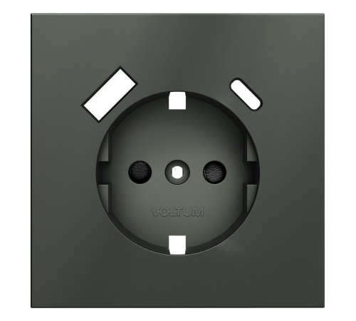 Накладка для розетки с заземлением и защитными шторками, с USB A+C Voltum S70 (титан) VLS001006