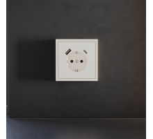 Накладка для розетки с заземлением и защитными шторками, с USB A+C Voltum S70 (хлопок) VLS001013