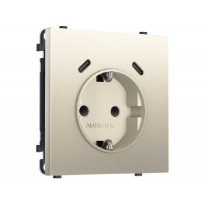 Комплект механизма электрической розетки SIGMA Шёлк 2USB С+C 20W Ambrella Volt MS550510 (SP5505, PR165)